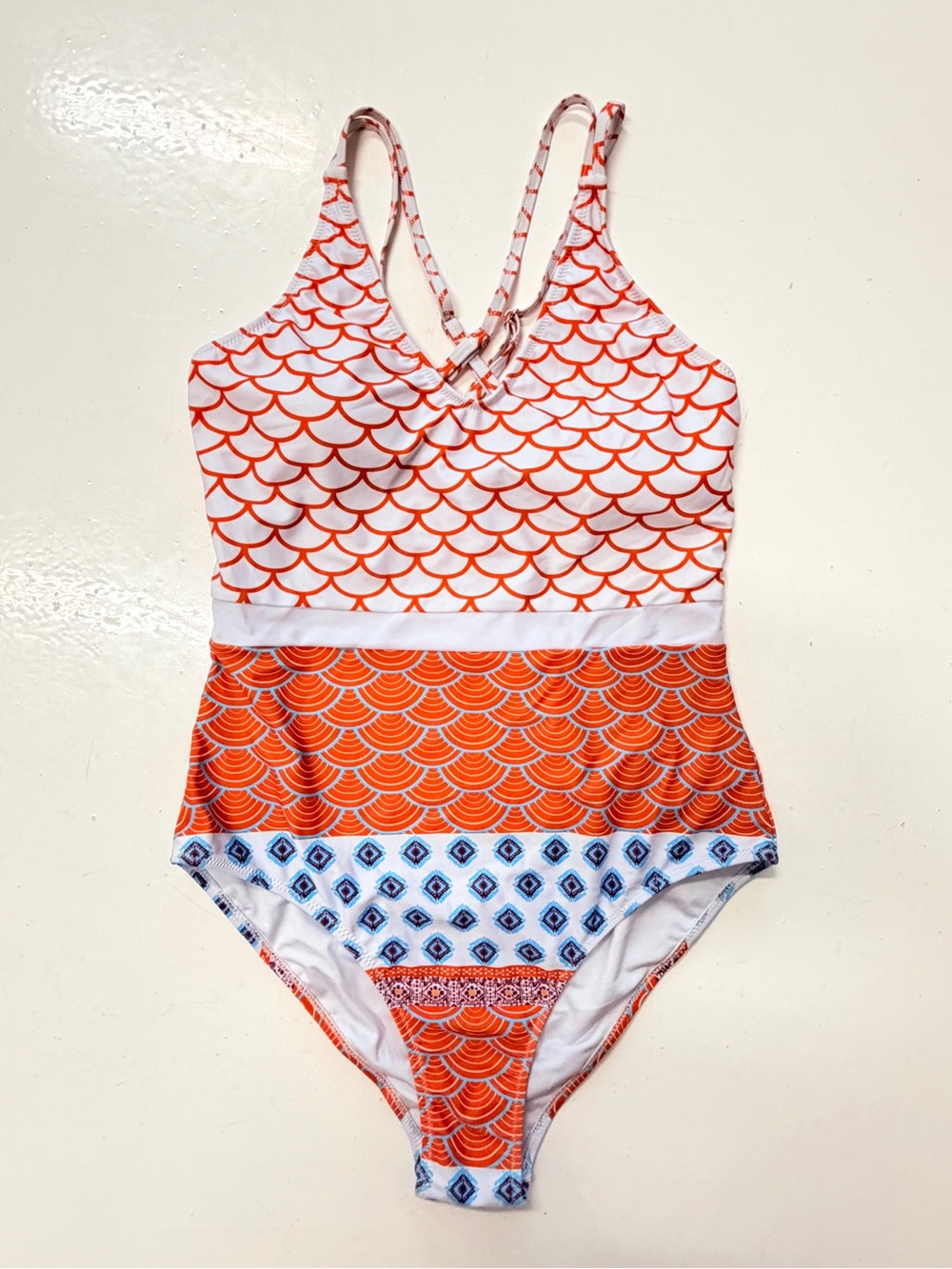Cupshe one piece bathing suit orange crisscross XL